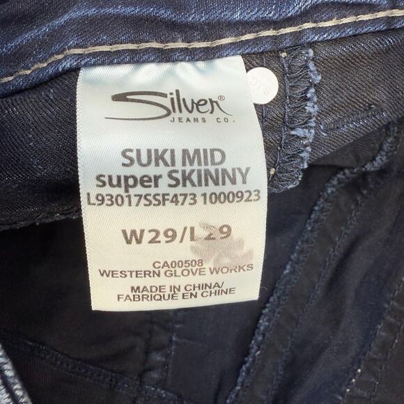 Silver Jeans Women's 29x29 (8) Dark Blue Suki Mid Super Skinny Preppy Normcore - Picture 8 of 16